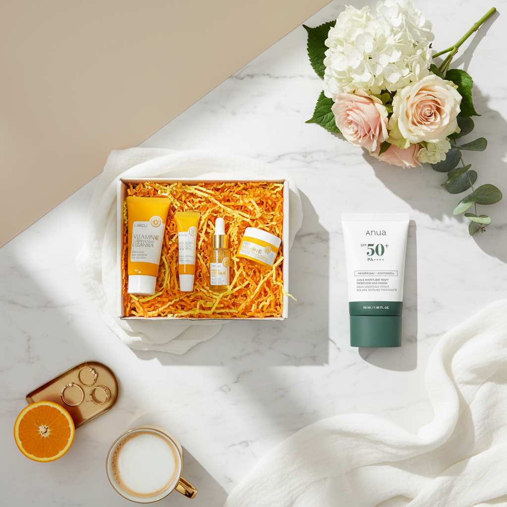 GlowBox Vitamin C Brightening Kit + ANUA Sunscreen Bundle