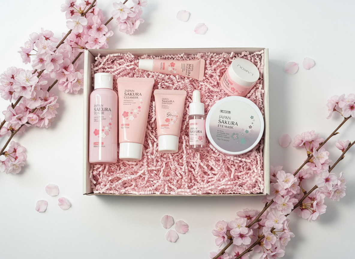GlowBox Japan Sakura Complete Kit (7-in-1 Full Routine + Eye Mask)
