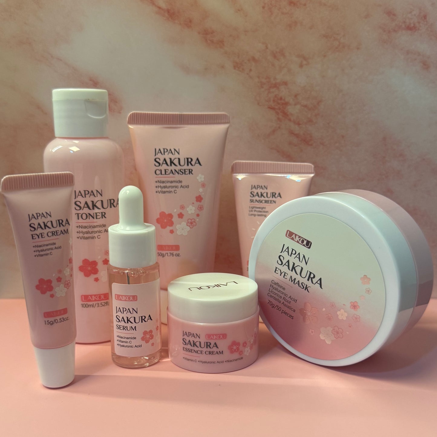 GlowBox Japan Sakura Complete Kit (7-in-1 Full Routine + Eye Mask)