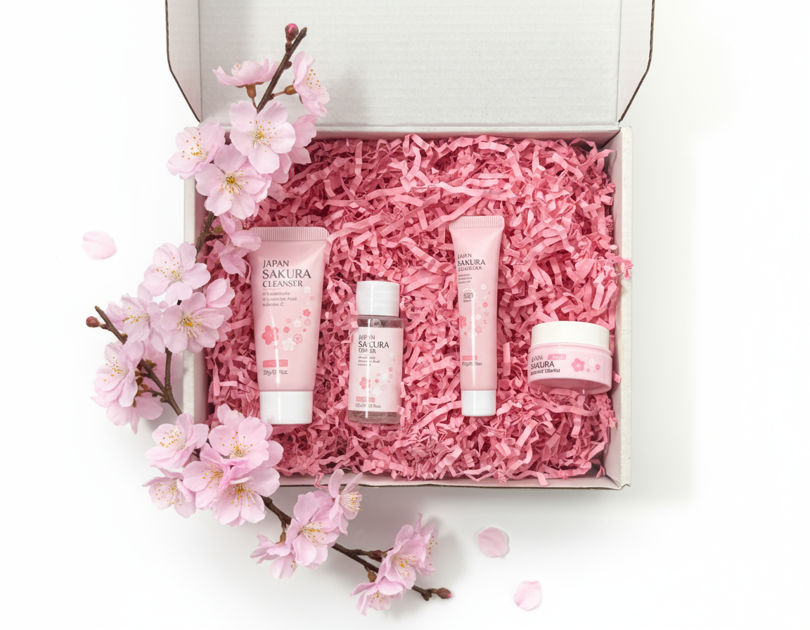 GlowBox Radiance Routine – 4-in-1 Sakura Care Set (MINI KIT)